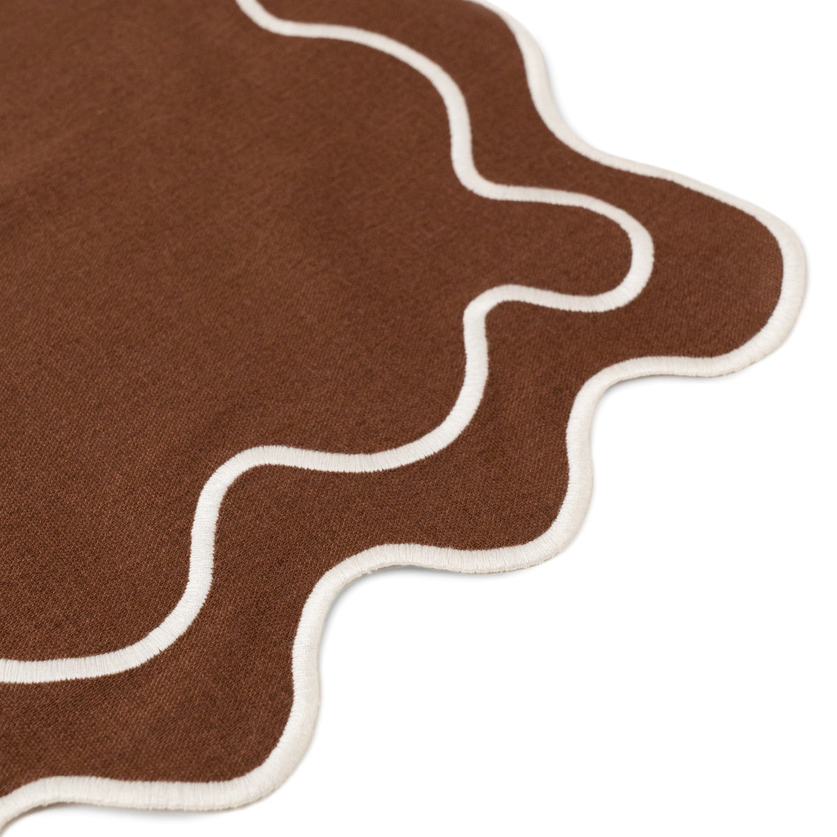 Placemats Wavy Brown/white Linen-blend - Set of 2