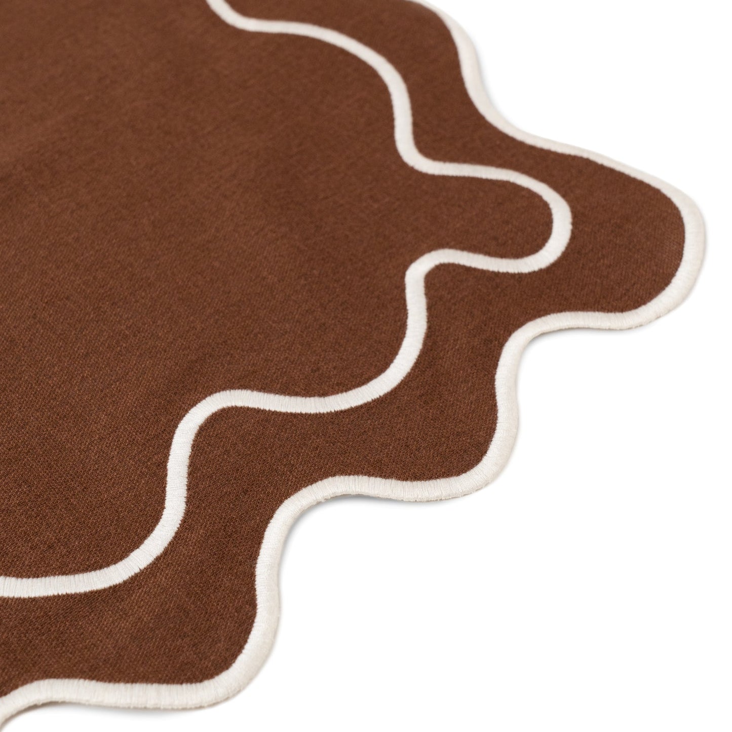 Placemats Wavy Brown/white Linen-blend - Set of 2