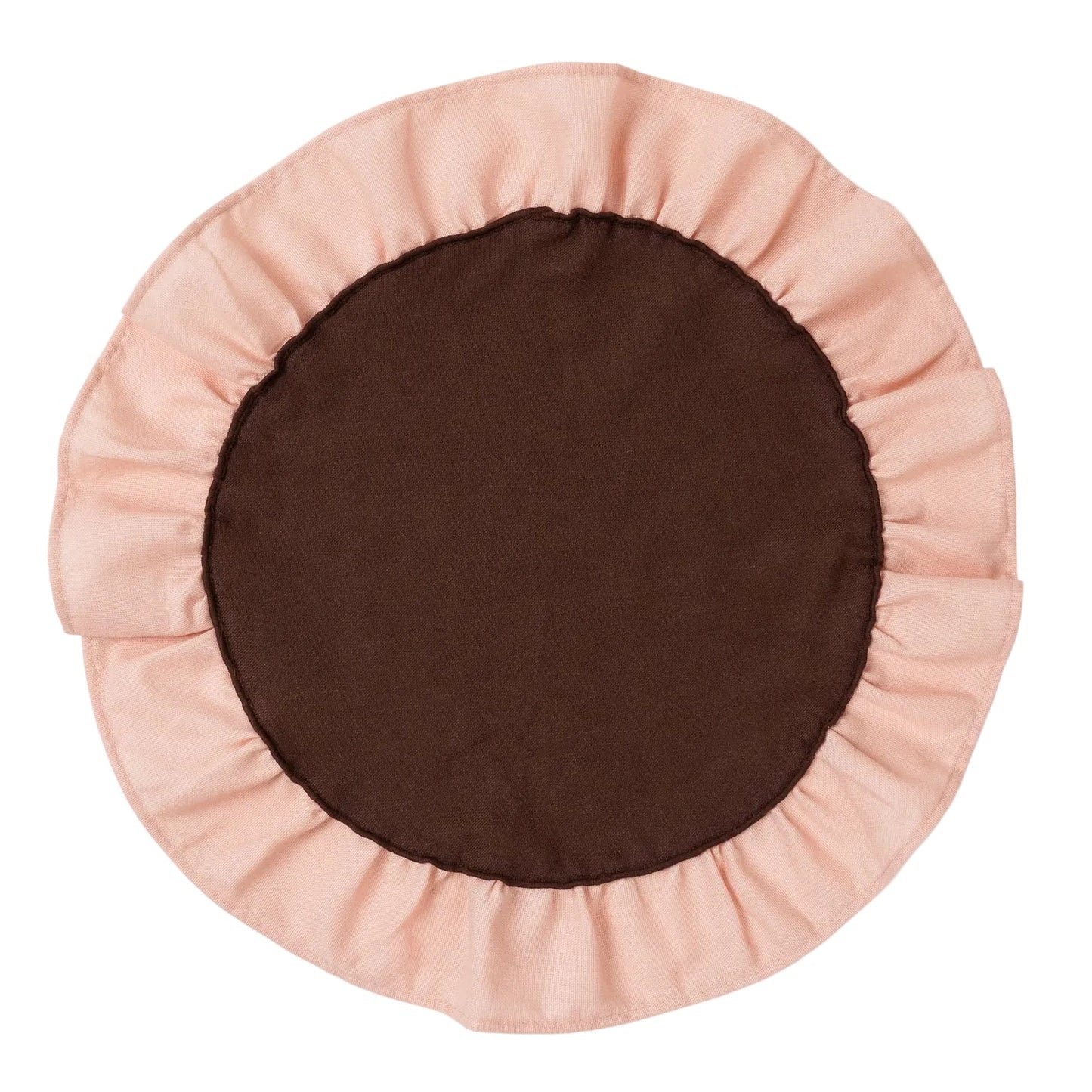 Placemats Round Ruffle Brown/pink - Set of 2