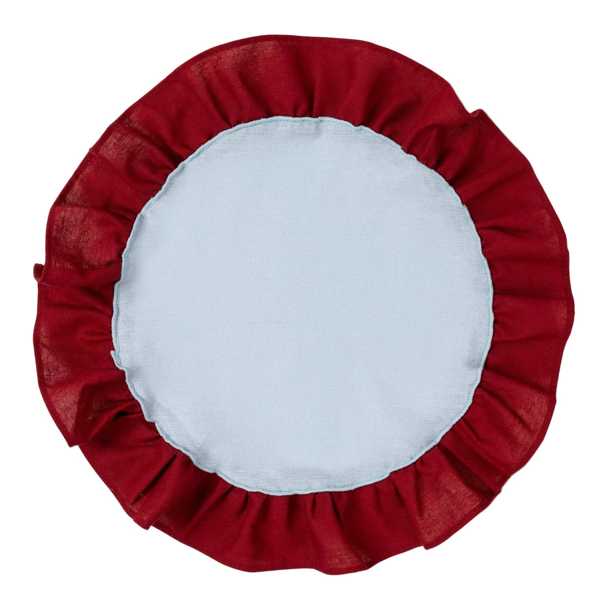 Placemats Round Ruffle Blue/red - Set of 2