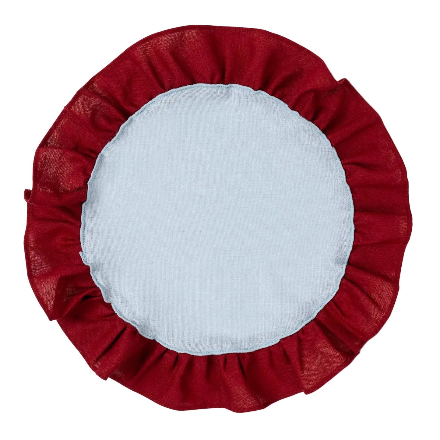 Placemats Round Ruffle Blue/red - Set of 2