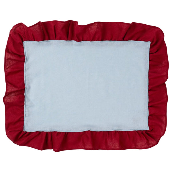 Placemats Ruffle Blue/red - Set of 2