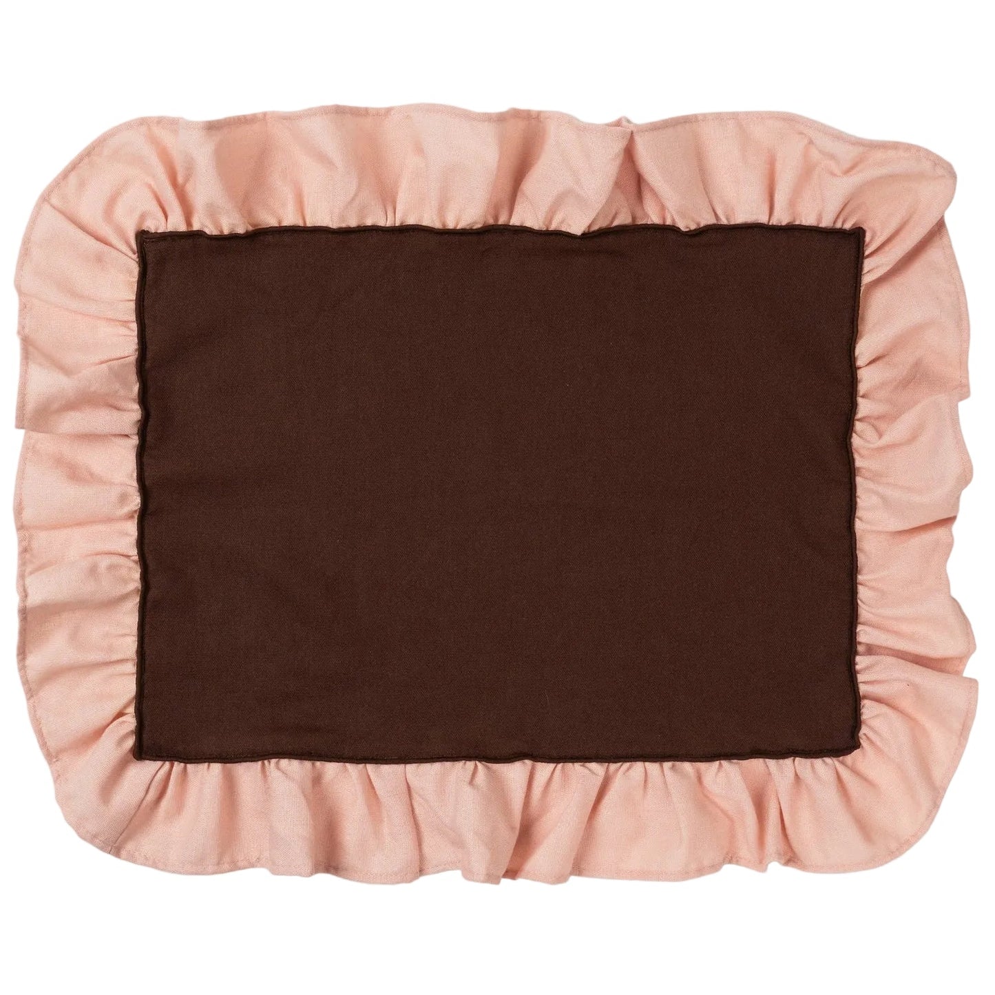 Placemats Ruffle Brown/pink - Set of 2
