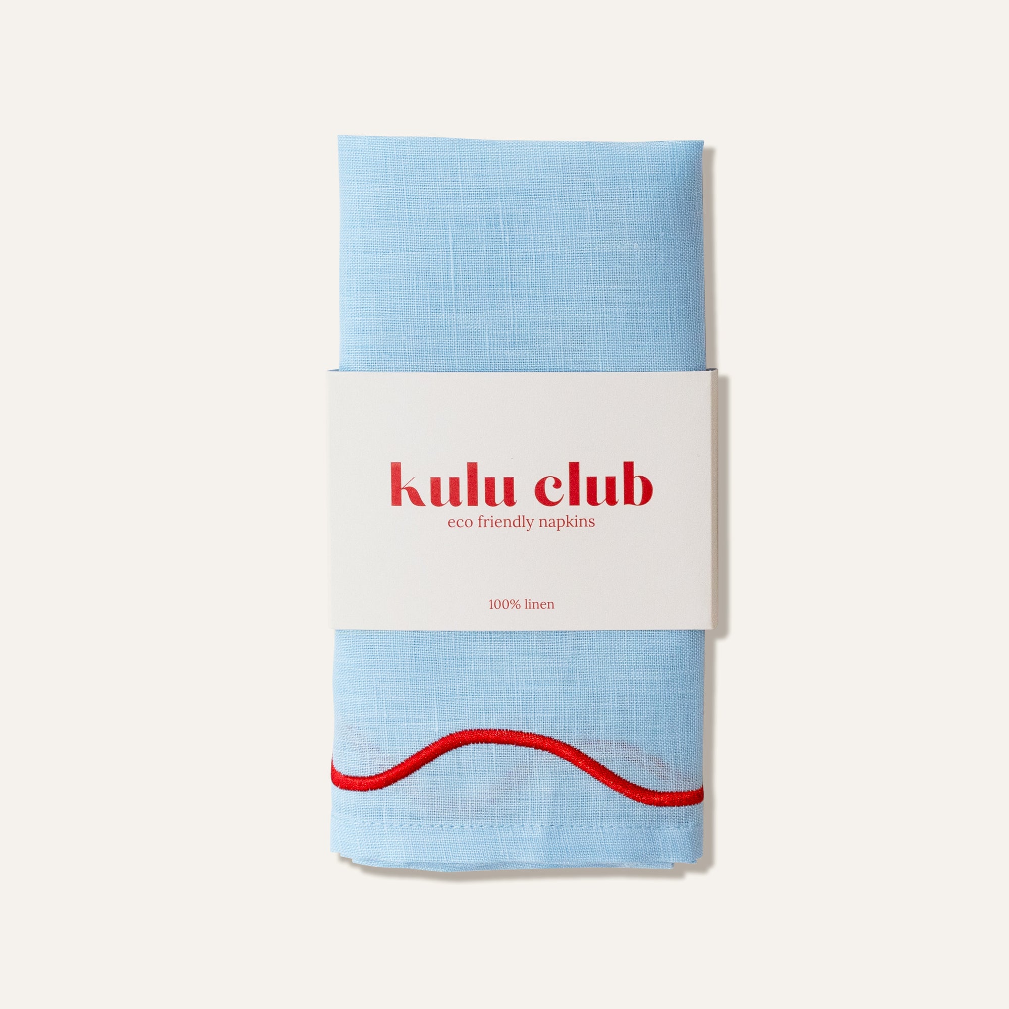 Wavy Linen Napkins Blue/Red - set of 2