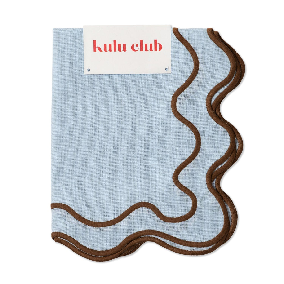 Placemats Wavy Blue/brown Linen-blend - Set of 2