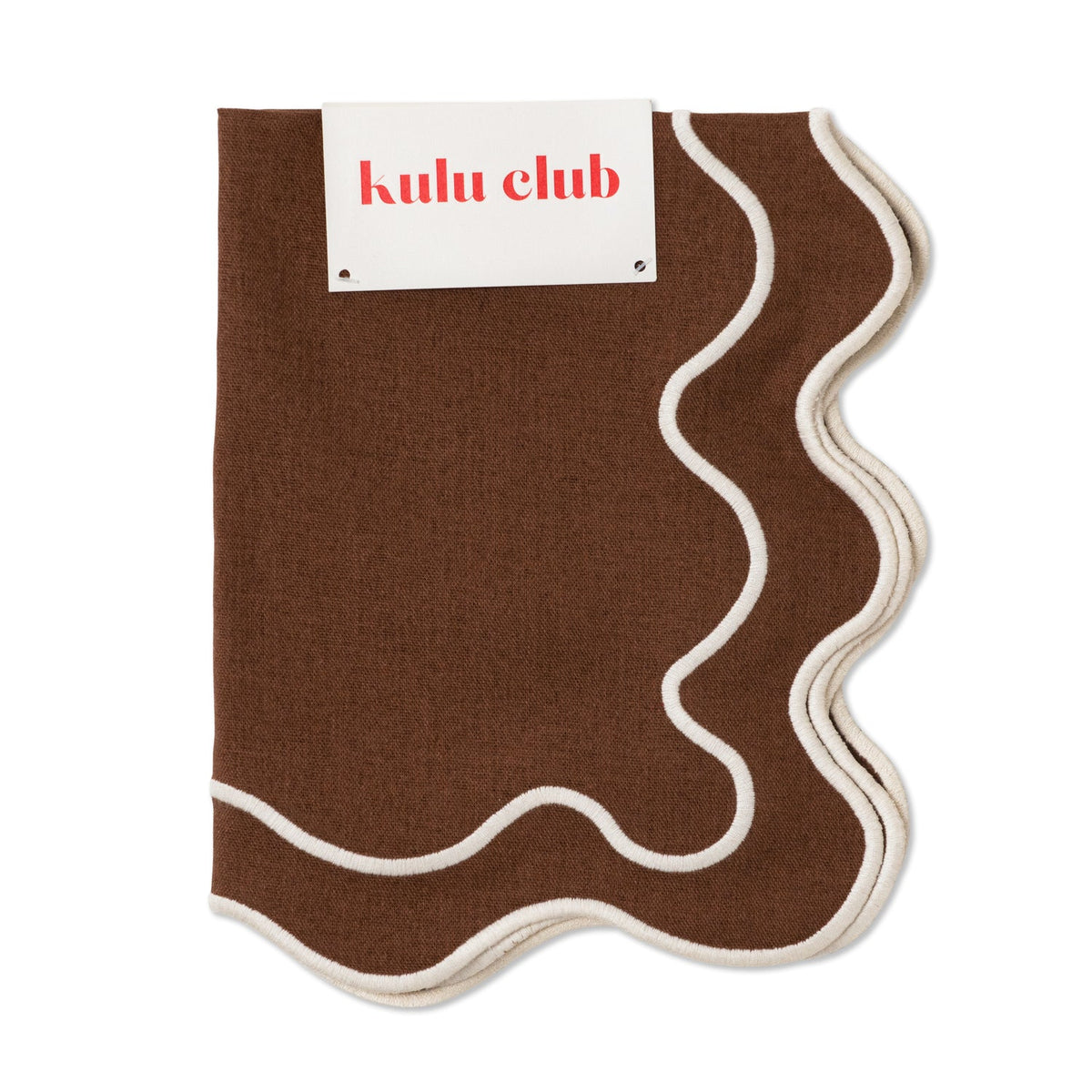 Placemats Wavy Brown/white Linen-blend - Set of 2