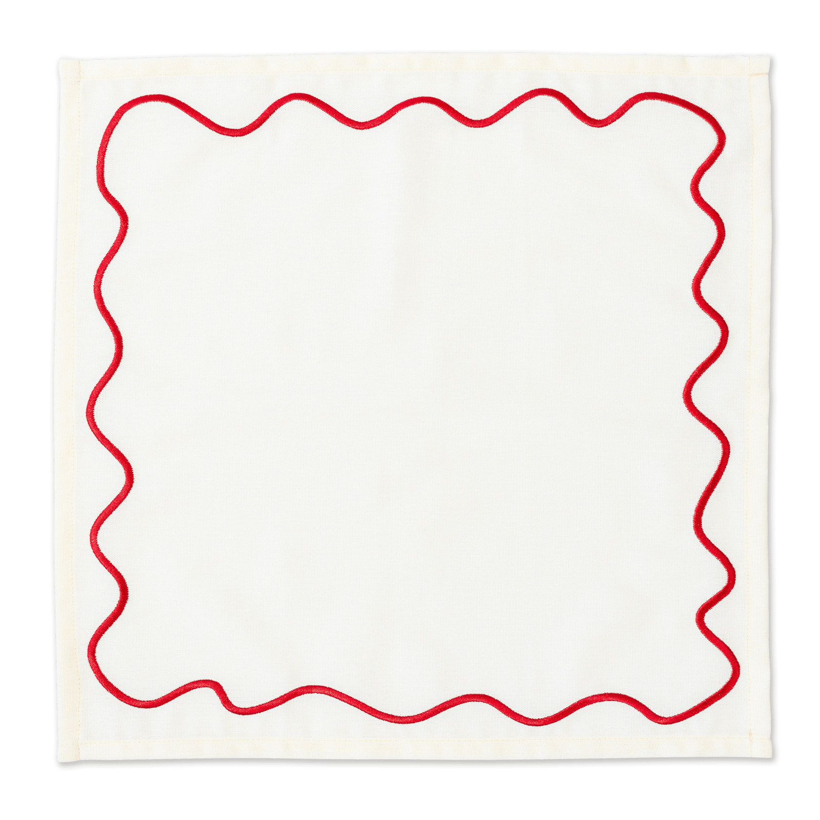 Wavy Napkins Ivory/Red - Set of 2