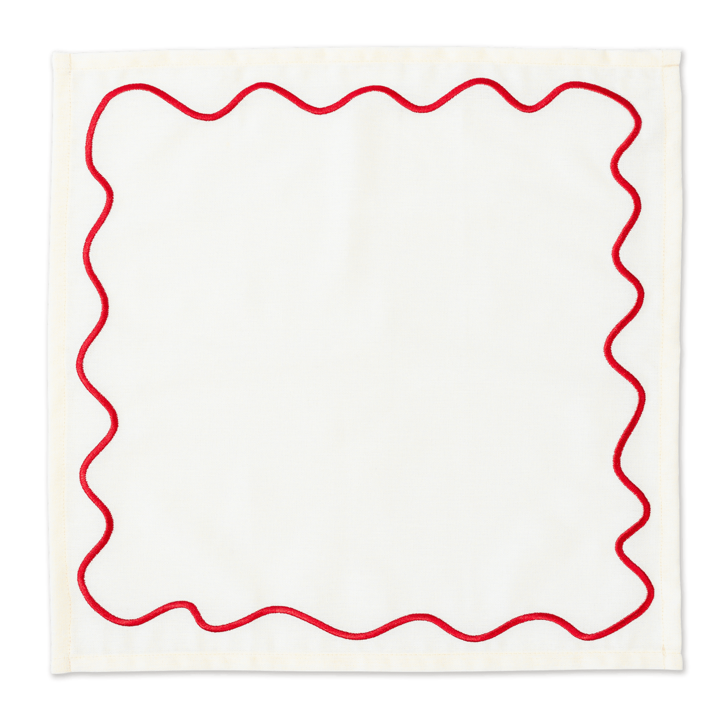 Wavy Napkins Ivory/Red - Set of 2
