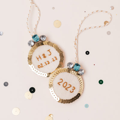 engagement ring sequin tree ornaments