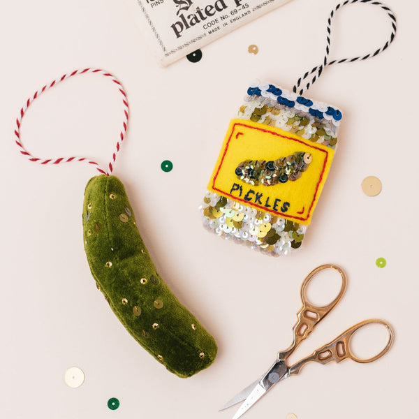 Velvet Sequin Pickle Ornament