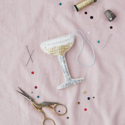 Champagne Coupe Sequin Hanging Ornament