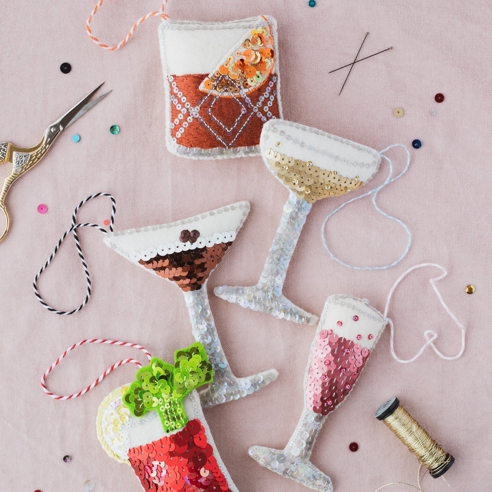 a collection of cocktail ornaments 