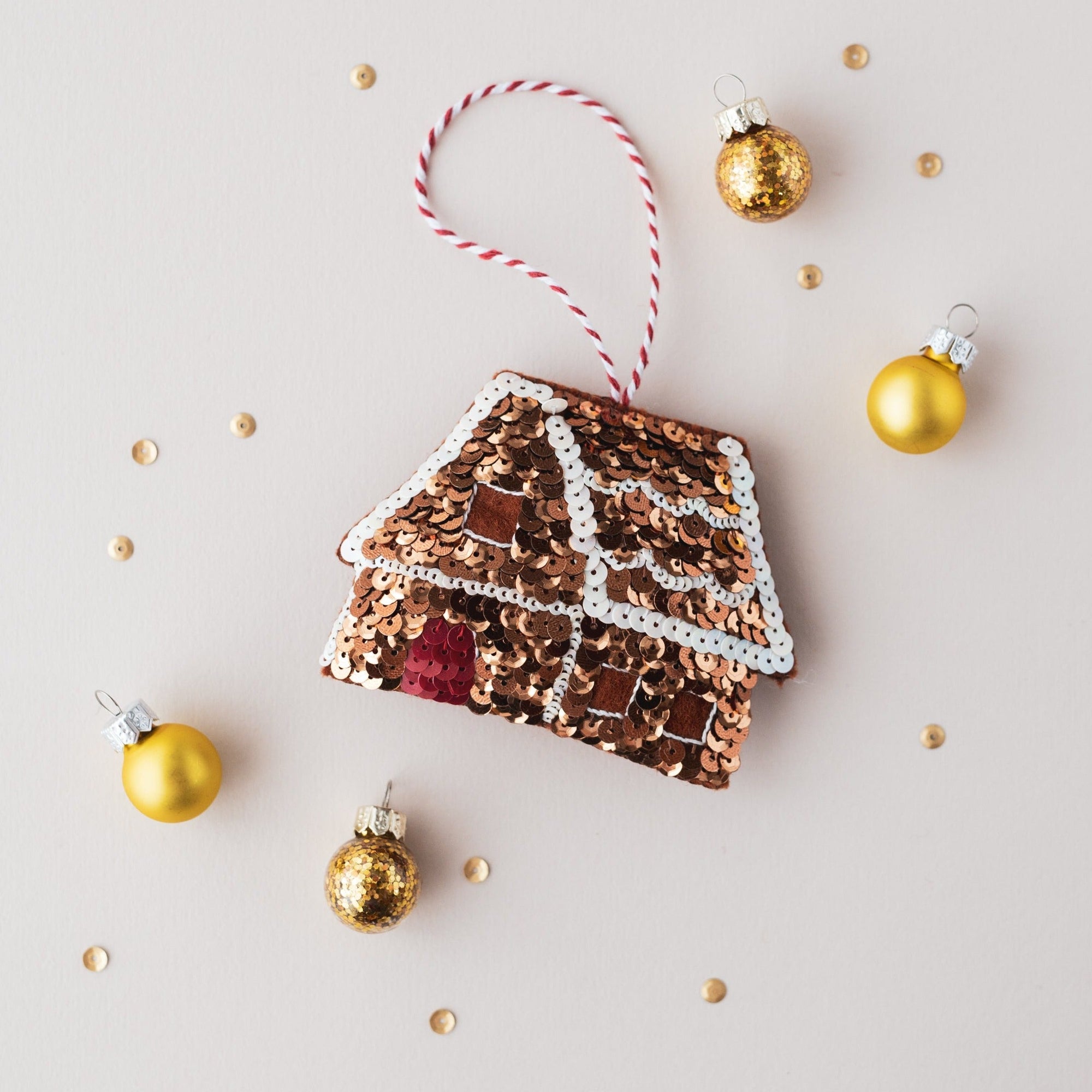 Gingerbread House Sequin Hanging Ornament 
