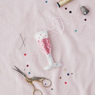 Rosé All Day Flute Sequin Ornament