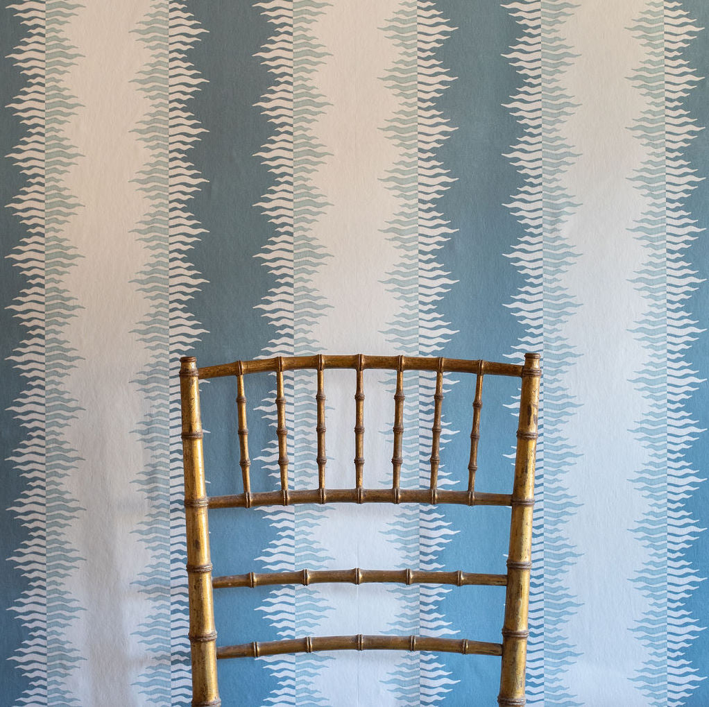 Crimped Stripe Wallpaper -  Stone Blue