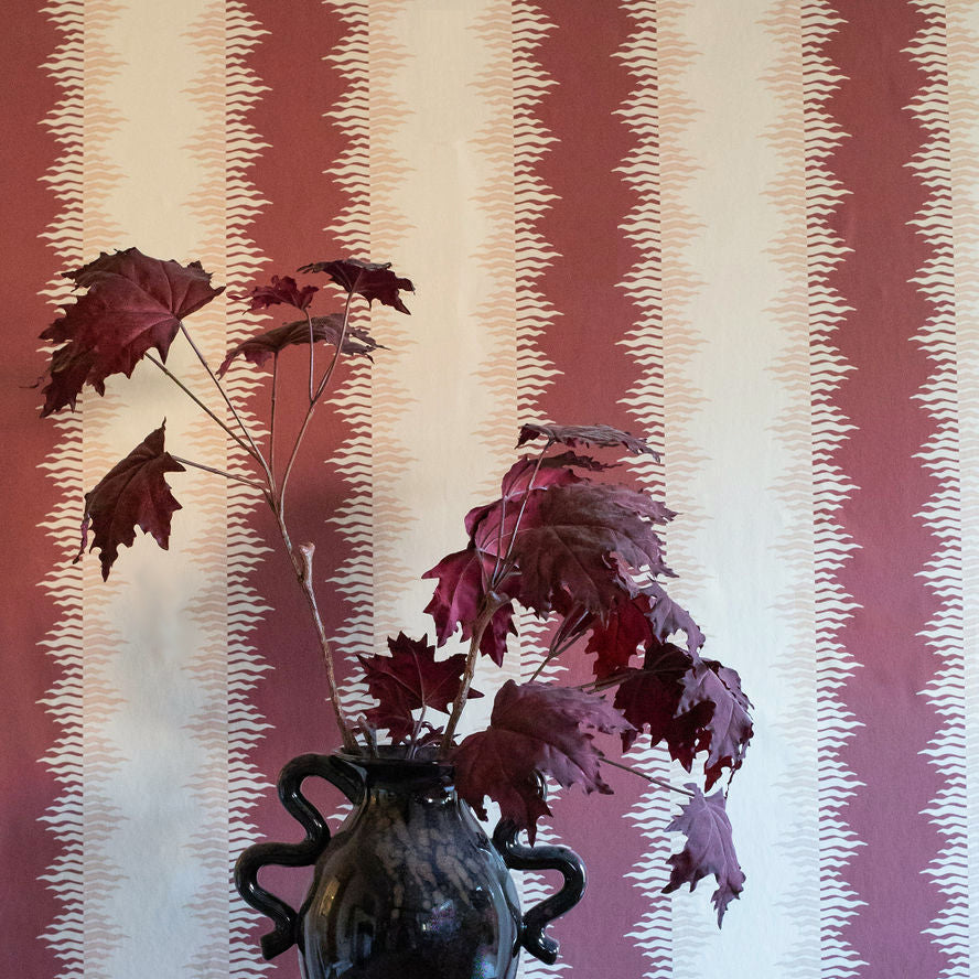 Crimped Stripe Wallpaper -  Claret