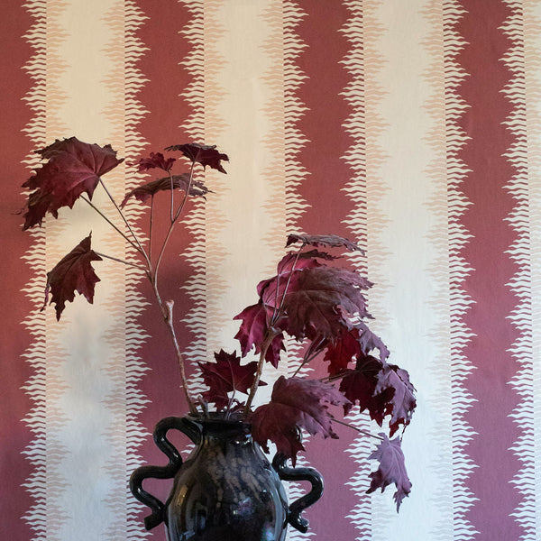 Crimped Stripe Wallpaper -  Claret