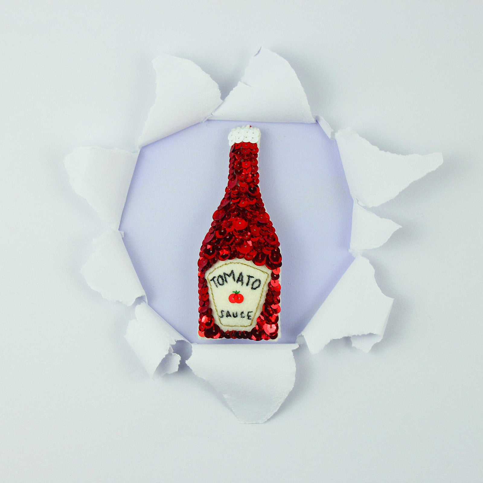Handmade Tomato Sauce Sequin Hanging Ornament