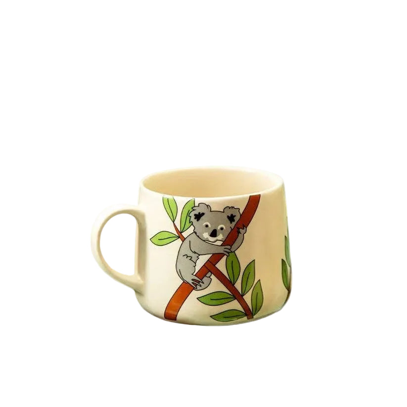 Off White Coffee Mug with Koala Print | 10oz (Set of 2)