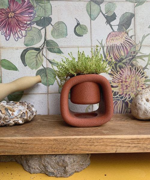 Kyu | Mini Plant Pot 01 | Burnt Ochre