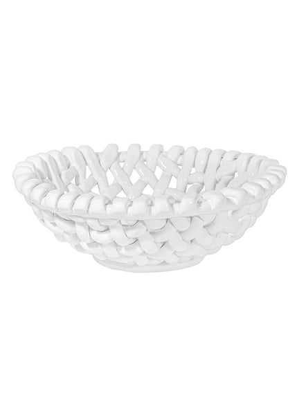 Large White Basketweave Bowl