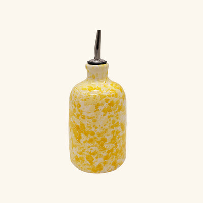 Oil Bottle Butter - Yellow and white speckled ceramic oil bottle on a white background - LAMP LDN LIVING