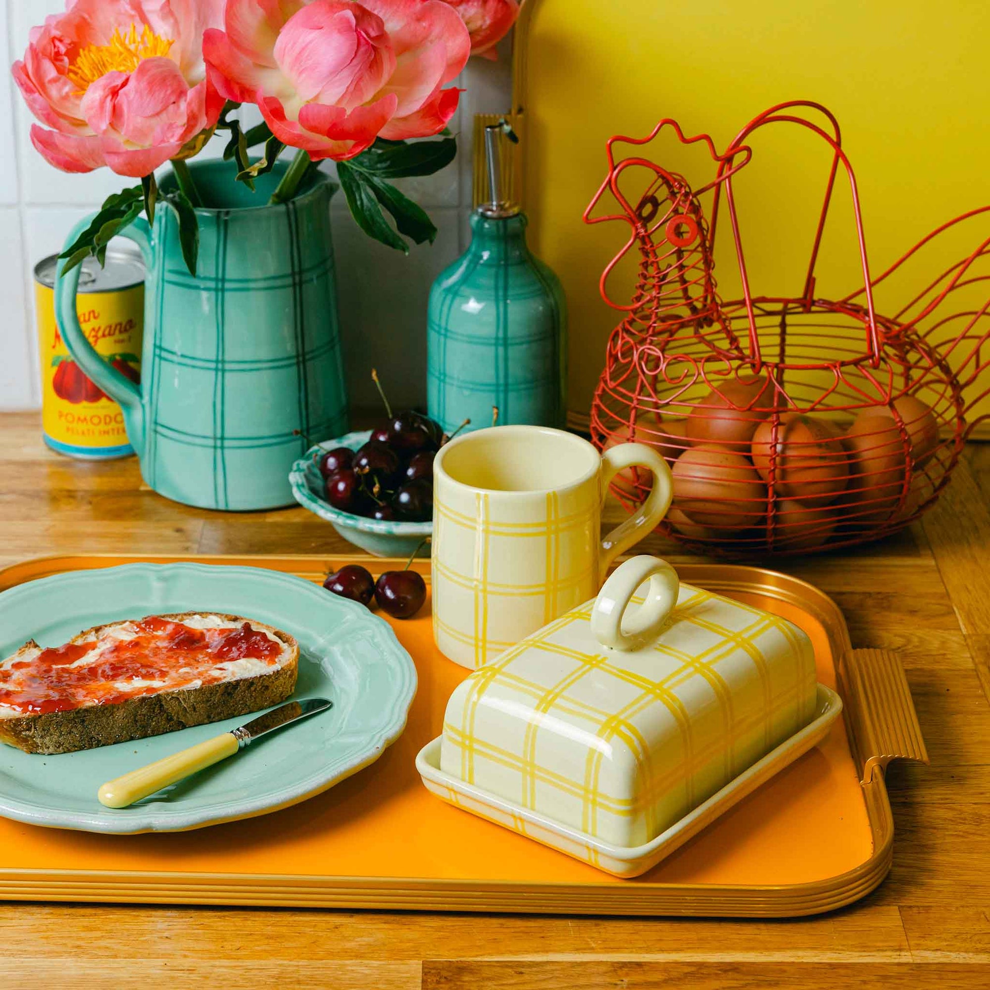 Gingham Butter Dish