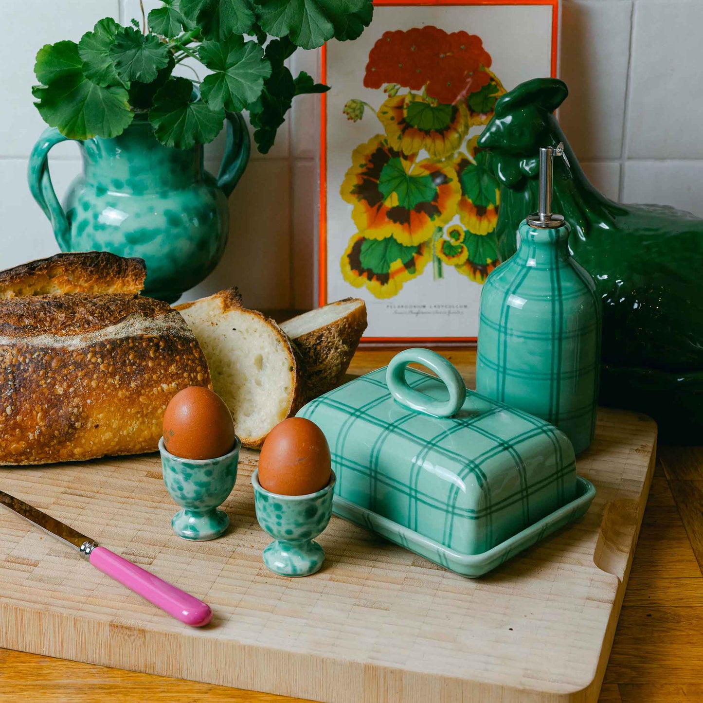 Gingham Butter Dish