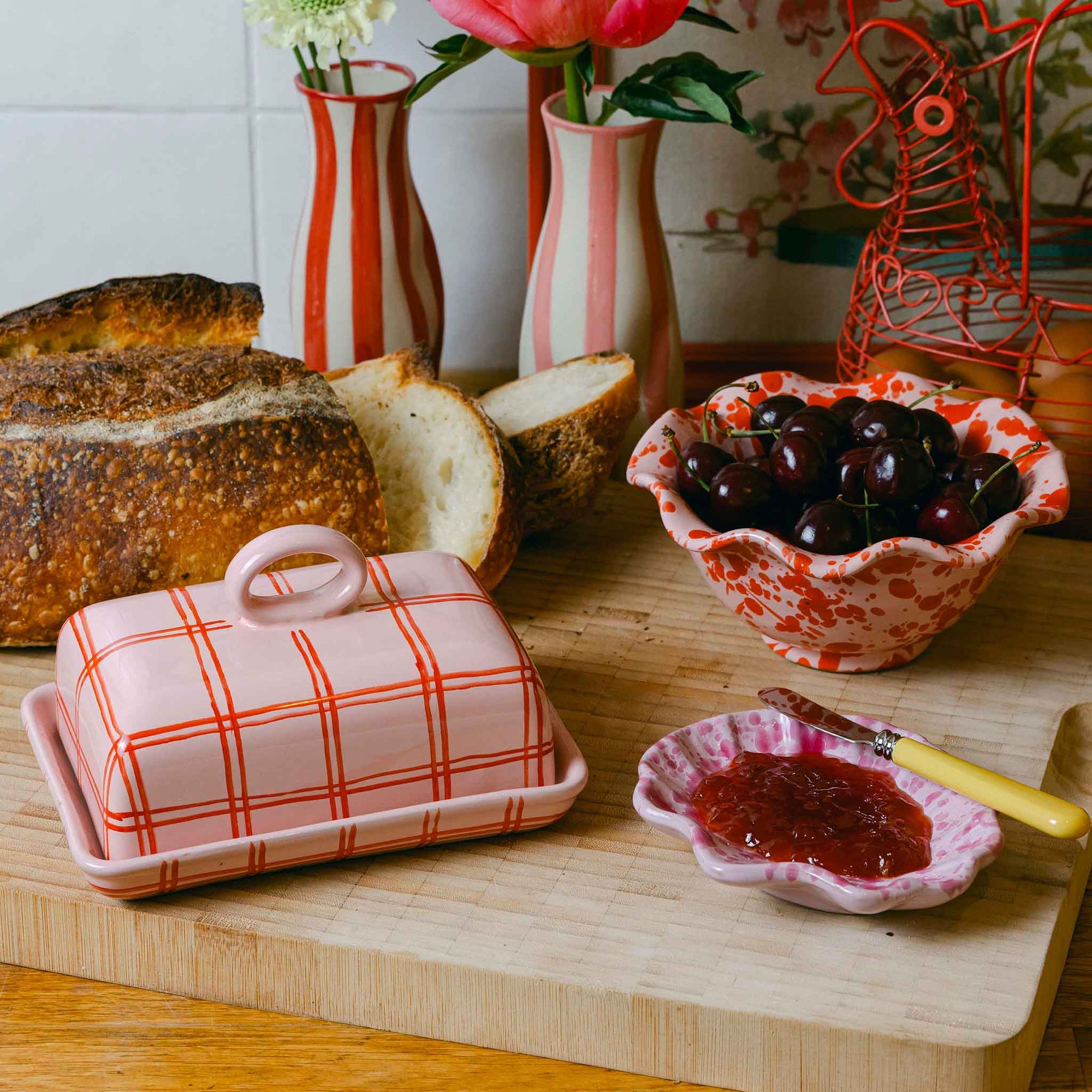 Gingham Butter Dish