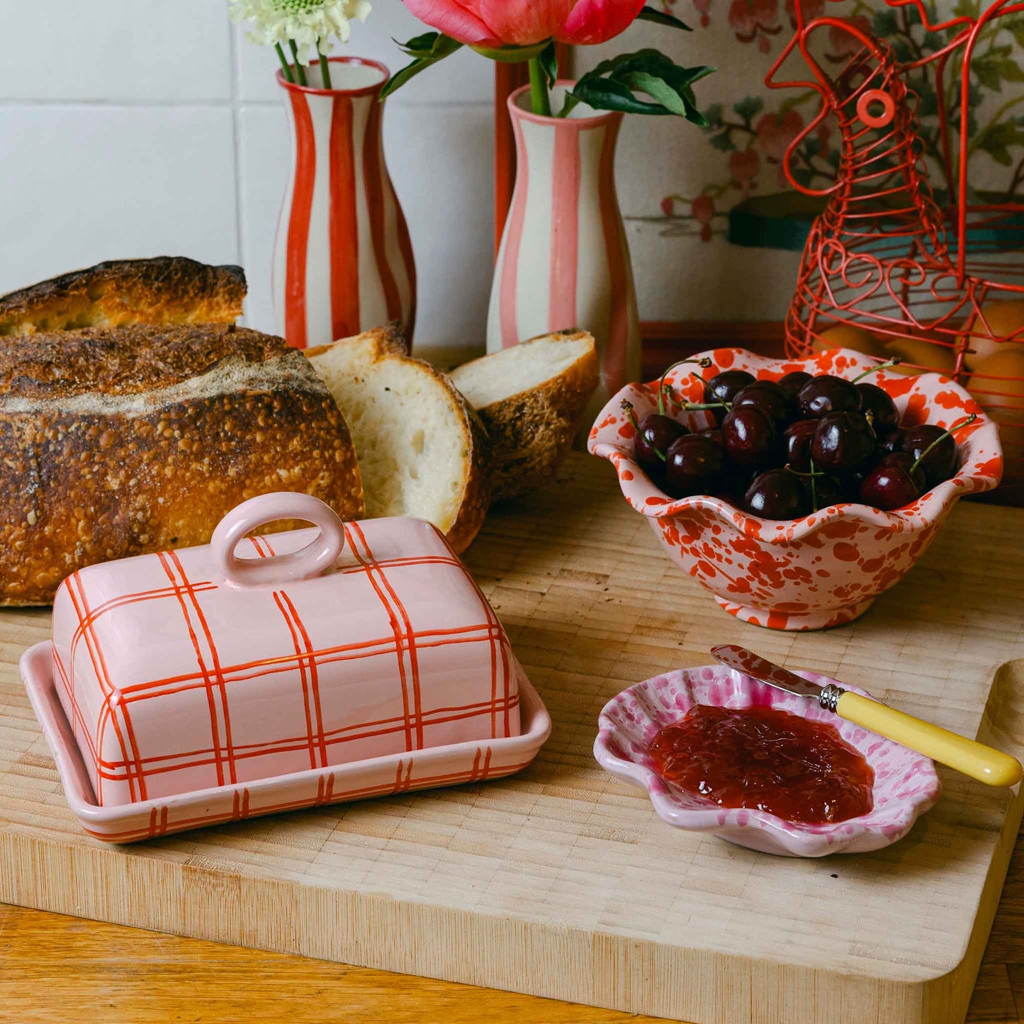 Gingham Butter Dish
