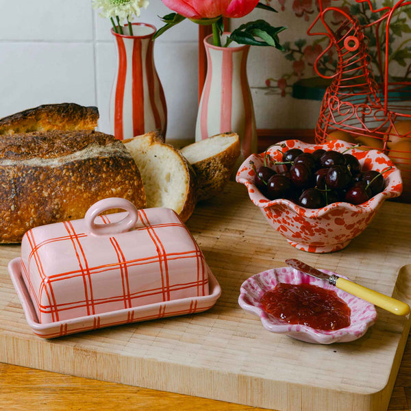 Gingham Butter Dish
