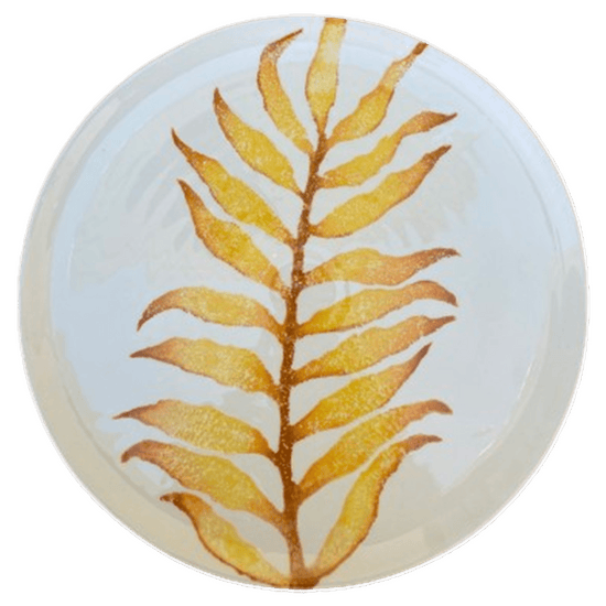 Handpainted Ceramic Plates Leaves - Vertical Palms Plate Yellow