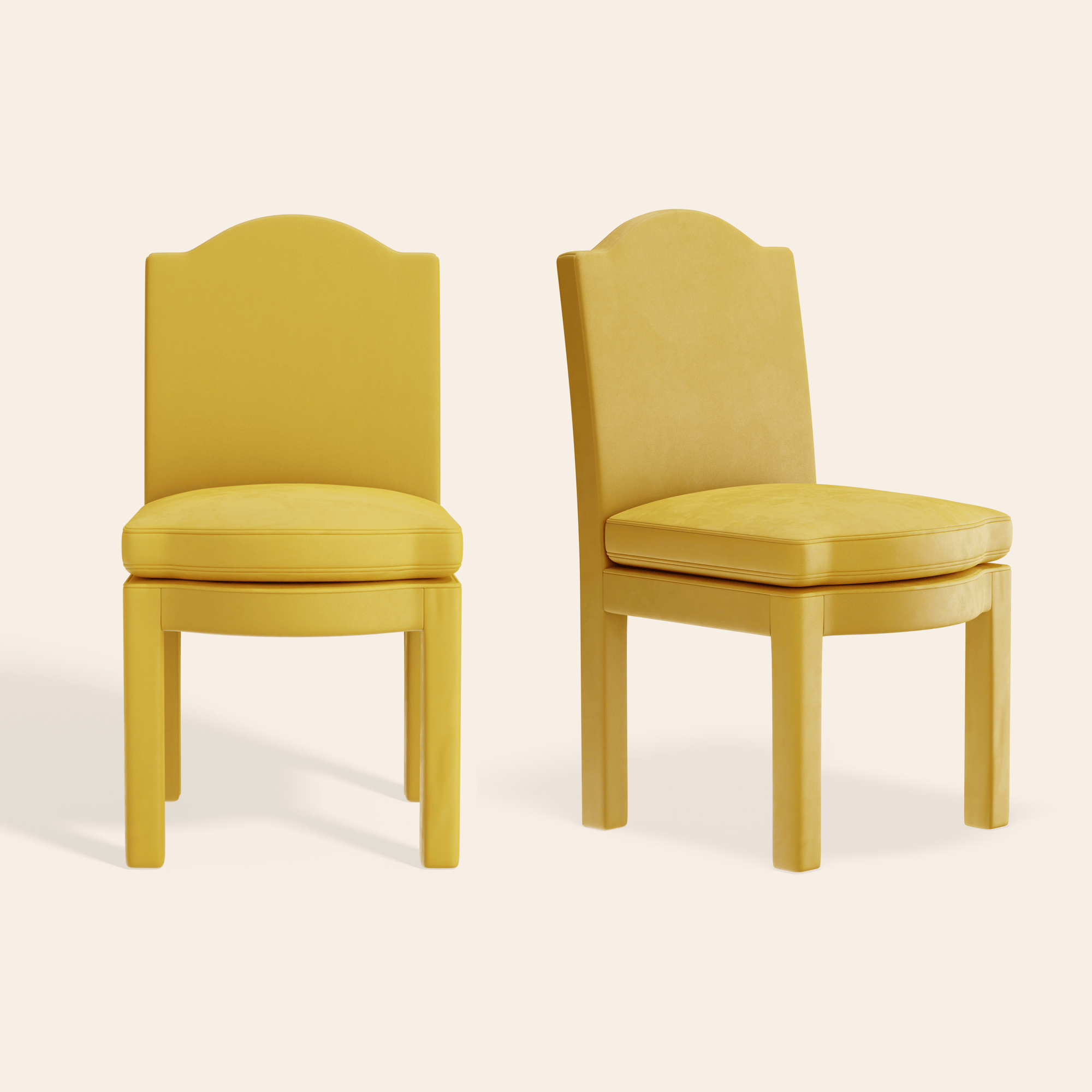 Pair of Leo Dining Chairs, Daffodil Velvet