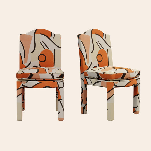 Pair of Leo Dining Chairs, Tangerine