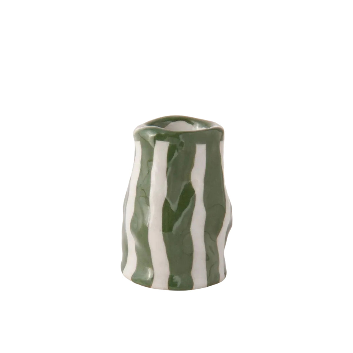 Light Green Candy Stripe Candle Holder