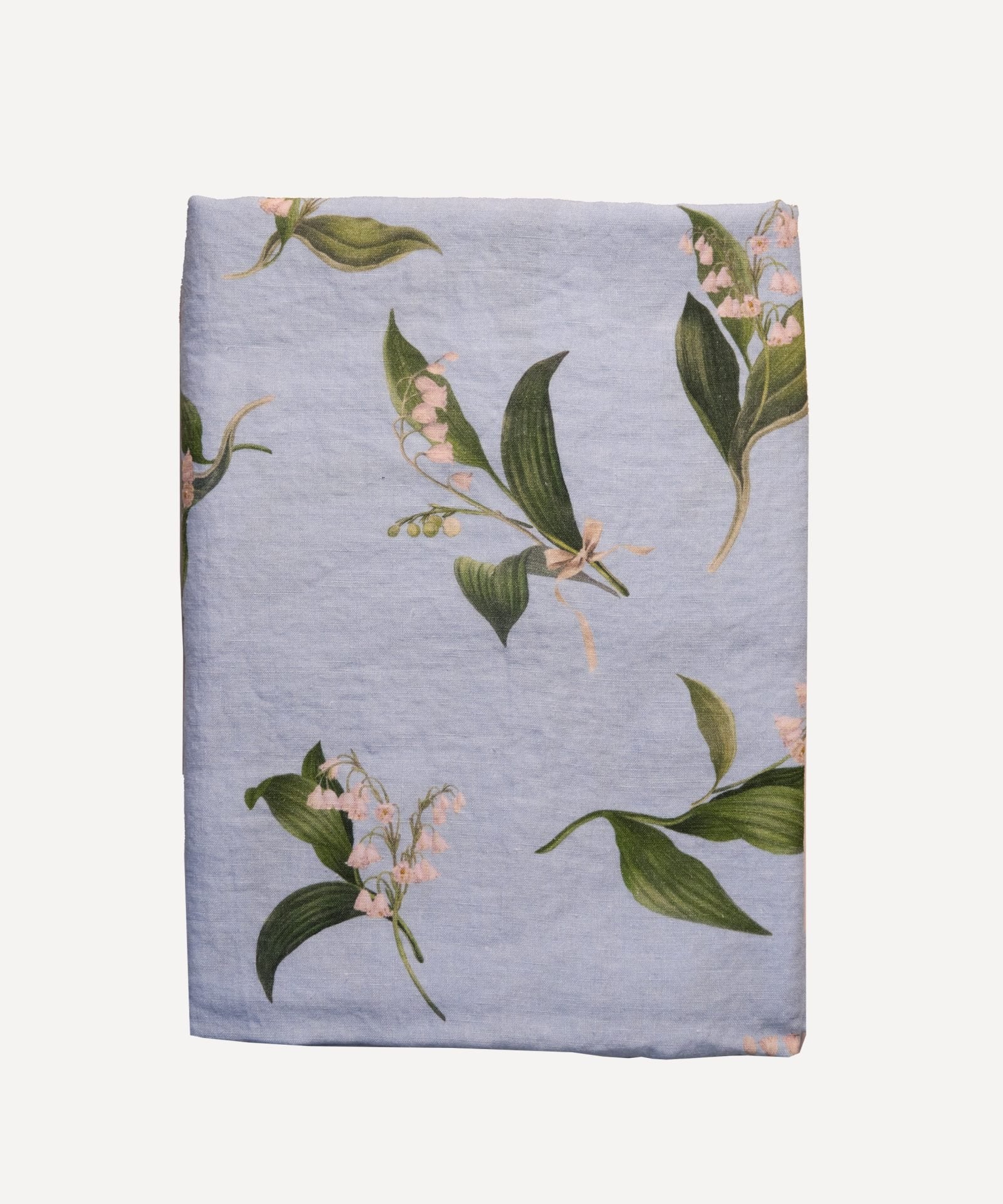 Table linen printed with lily of the valley floral