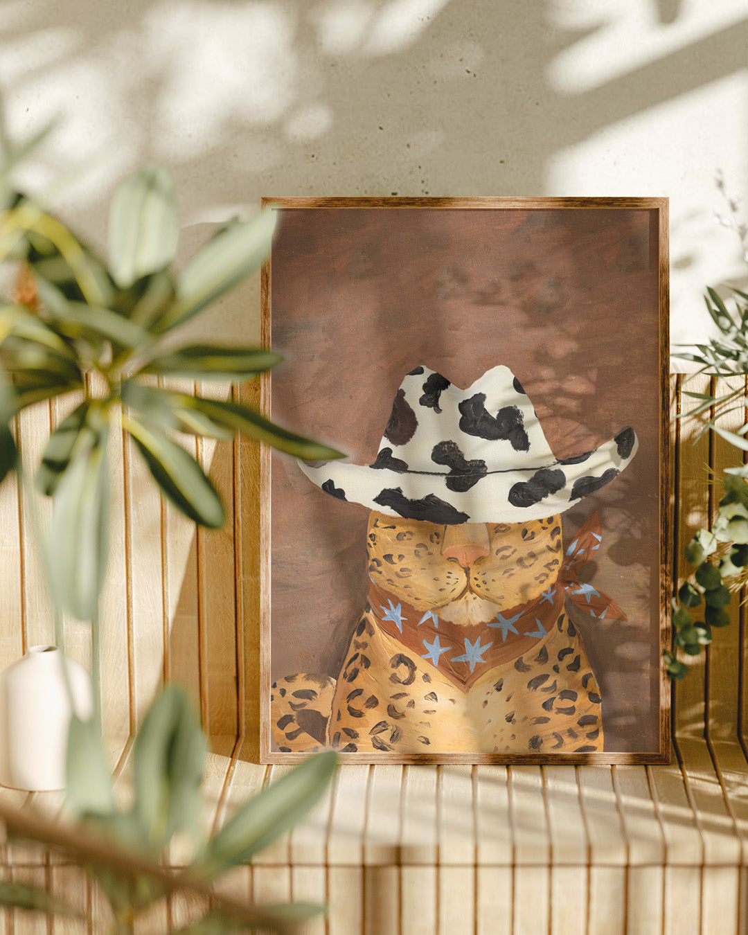 Howdy Leopard Cowboy Art Print