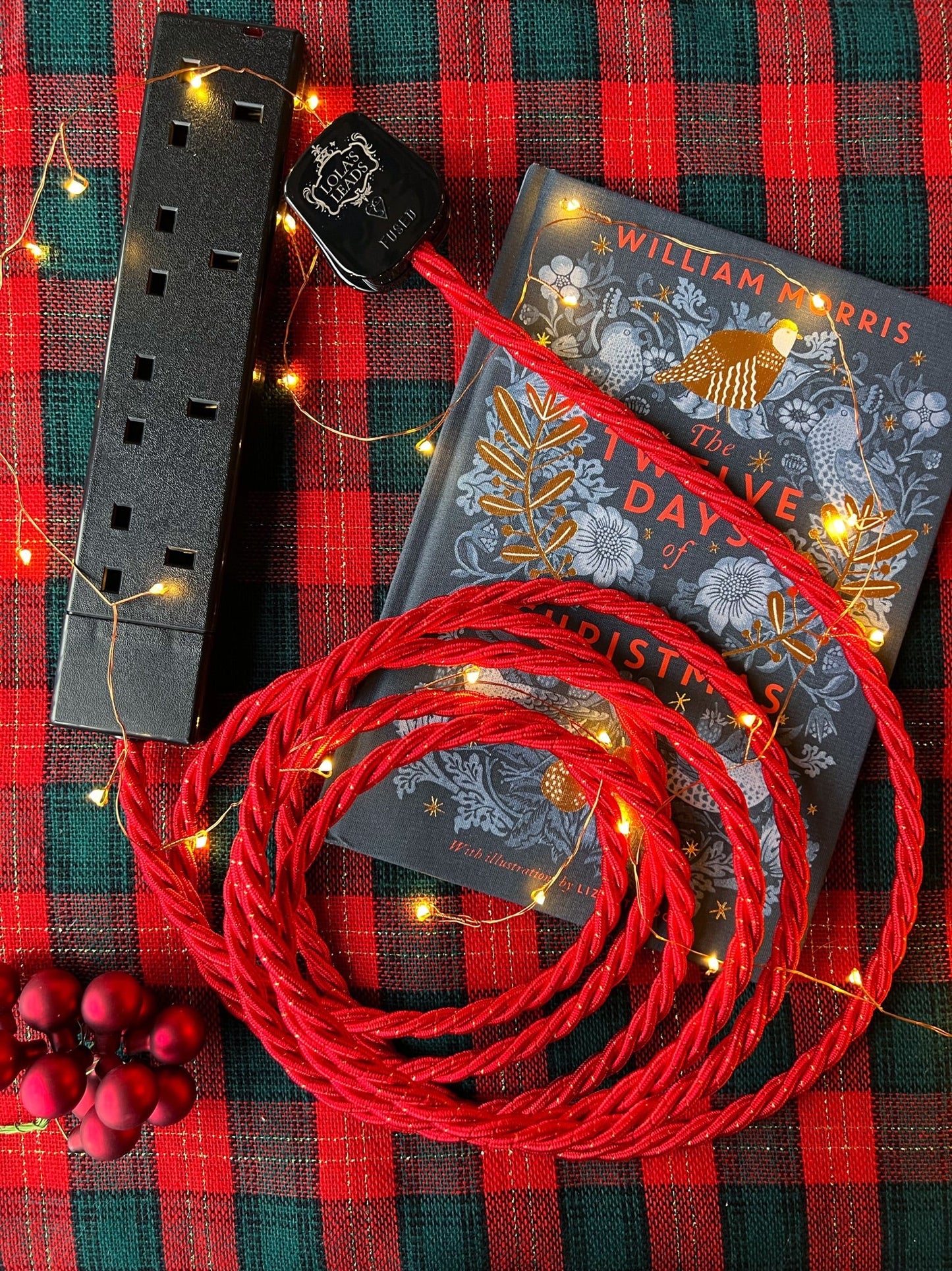 Gilded Crimson - Lola's Leads Fabric Extension Cable