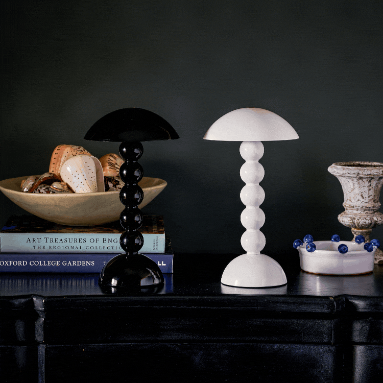 White Lacquer Rechargeable Bobbin LED Lamp