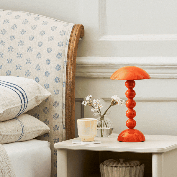 Orange Lacquer Rechargeable Bobbin LED Lamp