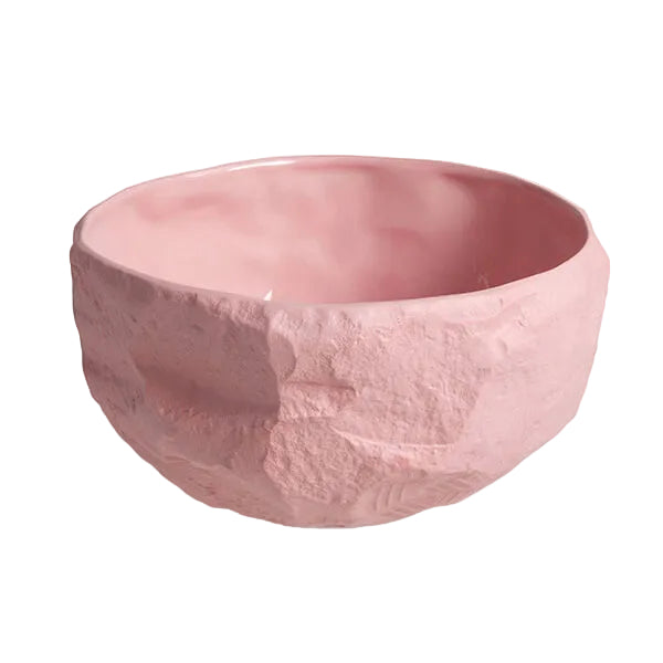 Large deep bowl in Crockery Pink by 1882 Ltd. with Max Lamb, hand carved by Max himself