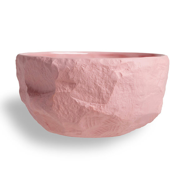 Side view of crockery pink Large Deep Bowl by 1882 Ltd. with Max Lamb