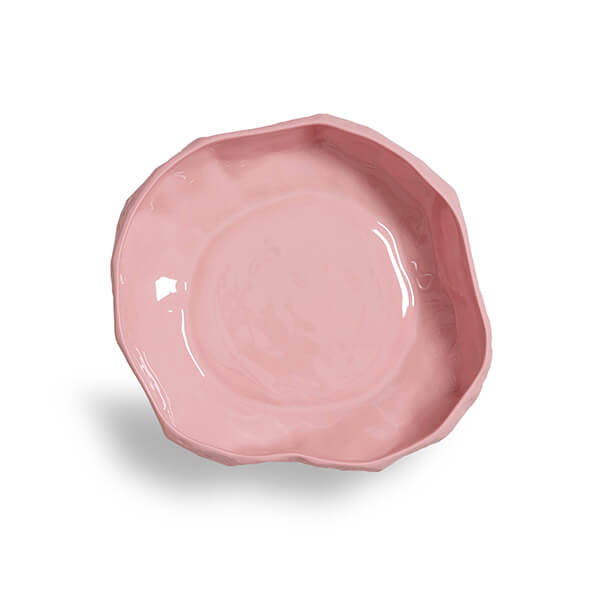 Each edge, it's own curve, Crockery Pink Flat Bowl is hand crafted by 1882 Ltd. with Max Lamb
