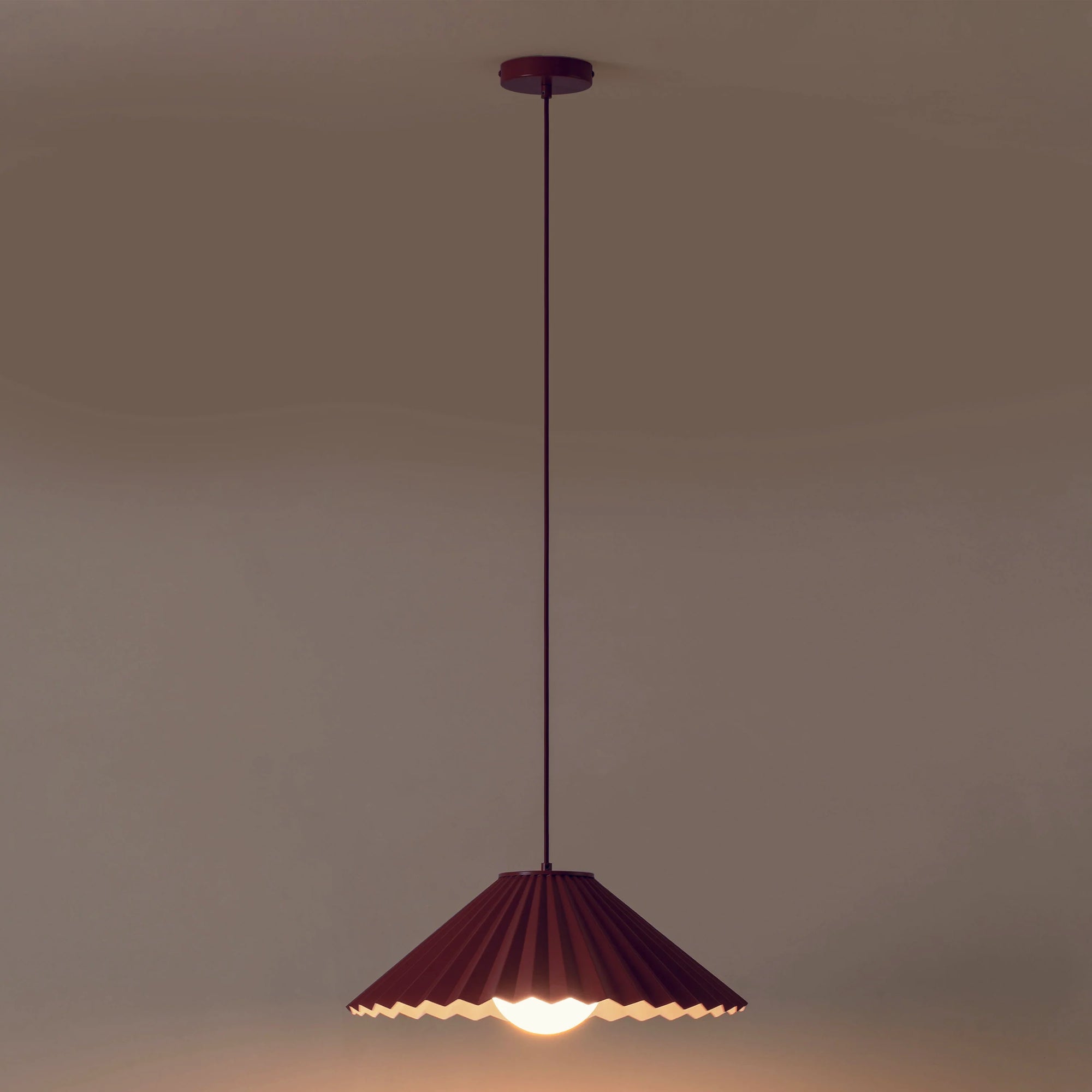 Burgundy large pleat ceiling pendant