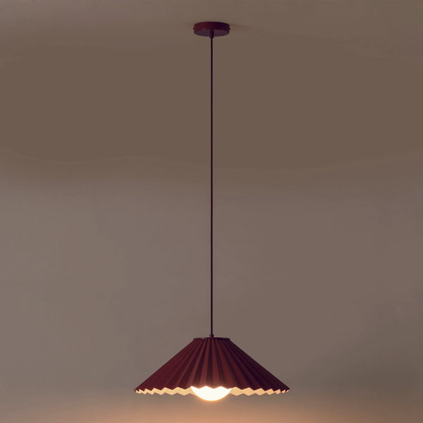 Burgundy large pleat ceiling pendant