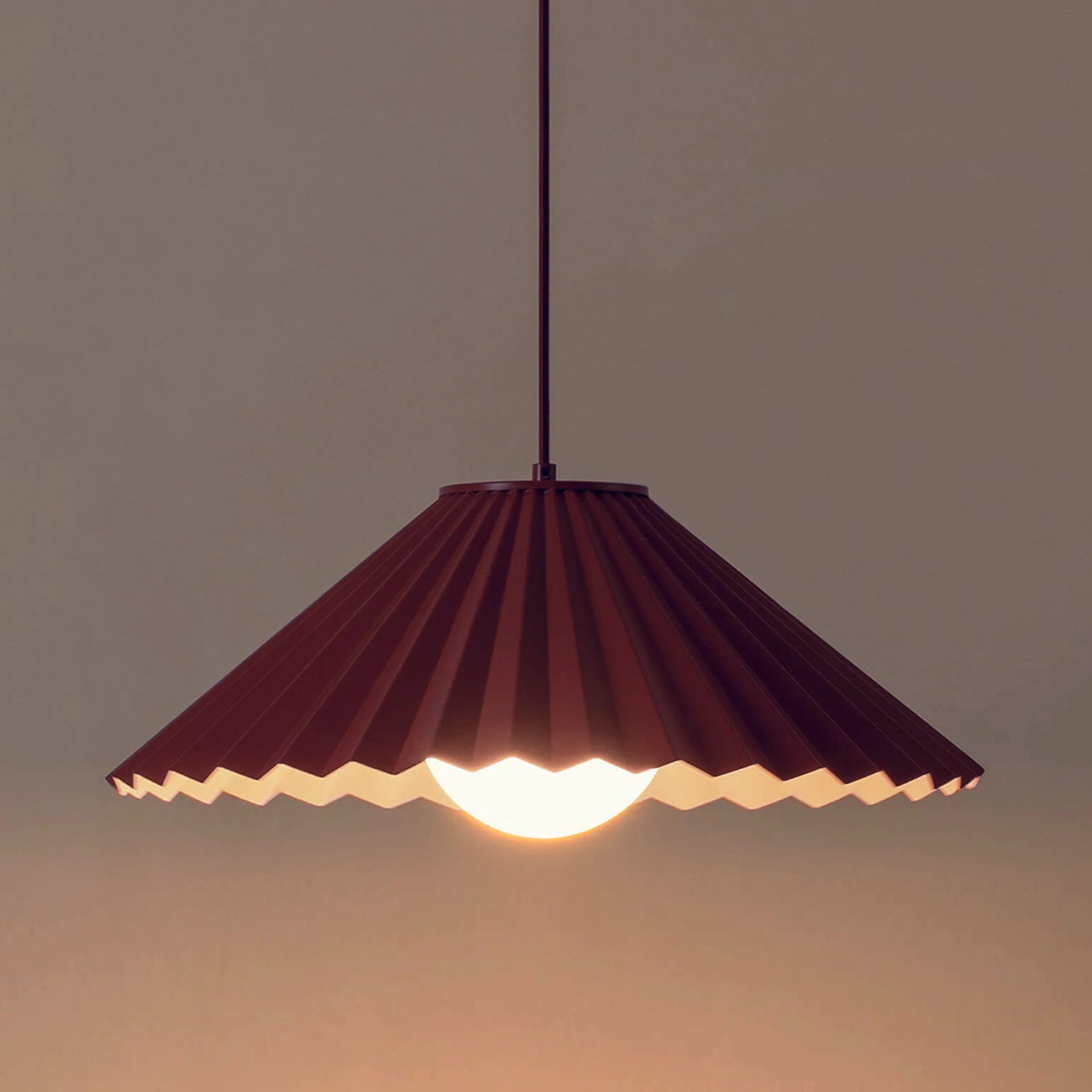 Burgundy large pleat ceiling pendant