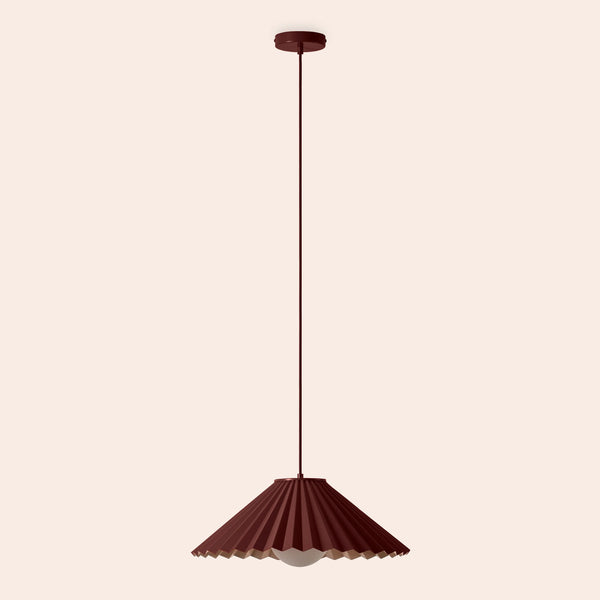 Burgundy large pleat ceiling pendant