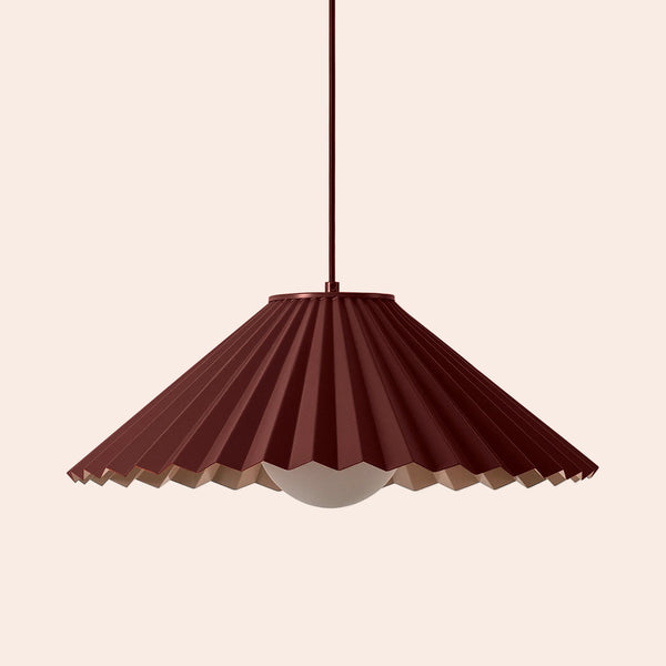Burgundy large pleat ceiling pendant