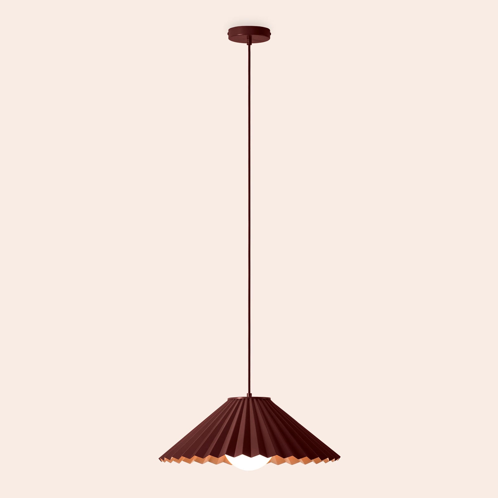 Burgundy large pleat ceiling pendant