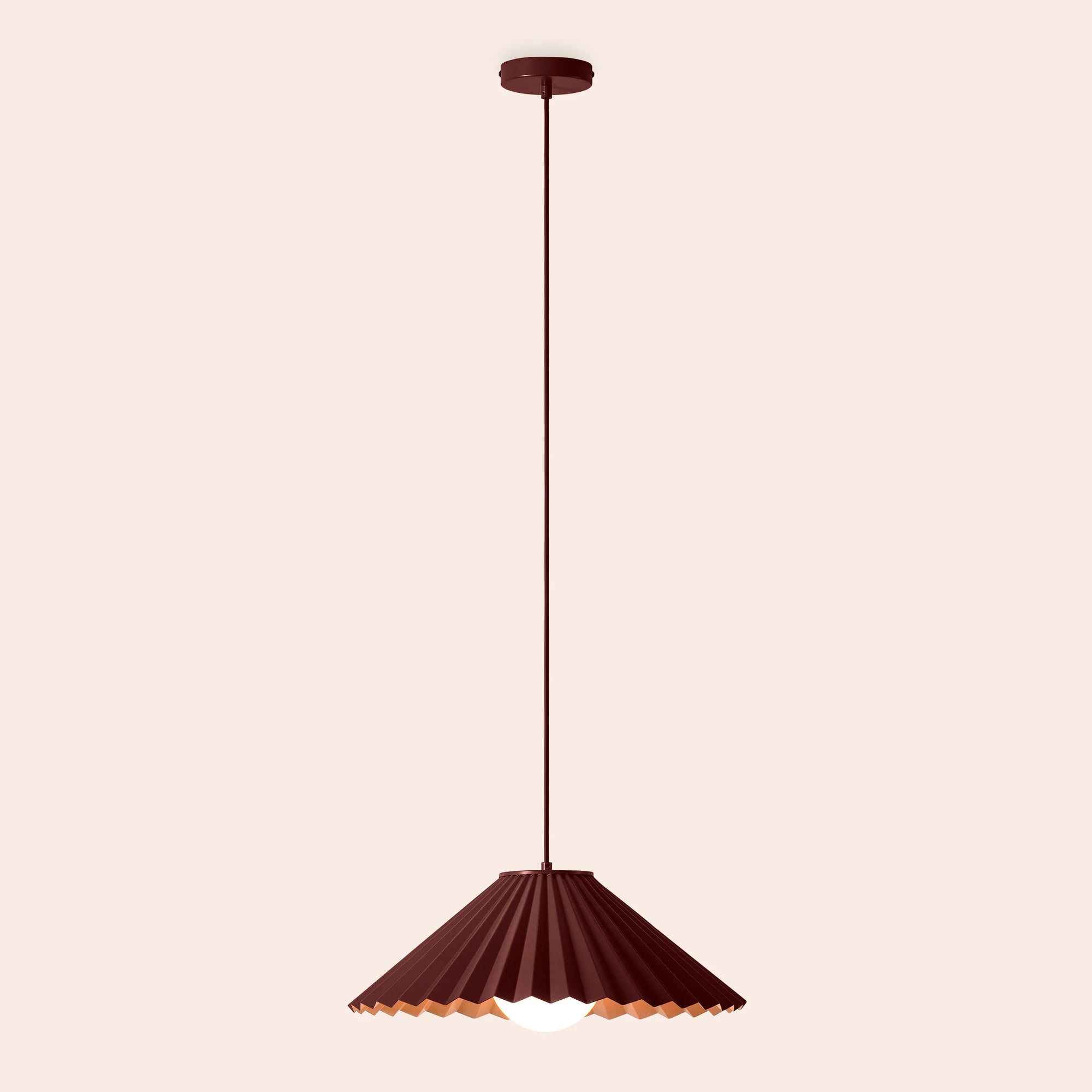 Burgundy large pleat ceiling pendant